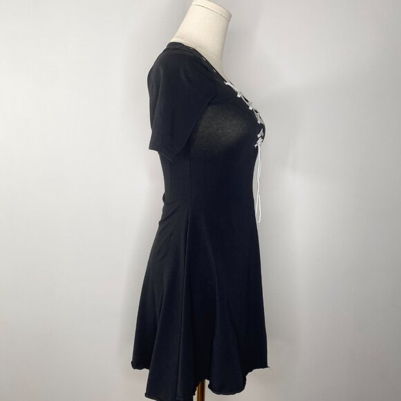 Current Mood Dollskill Black Lace-up Dress - goth - Picture 3 of 6